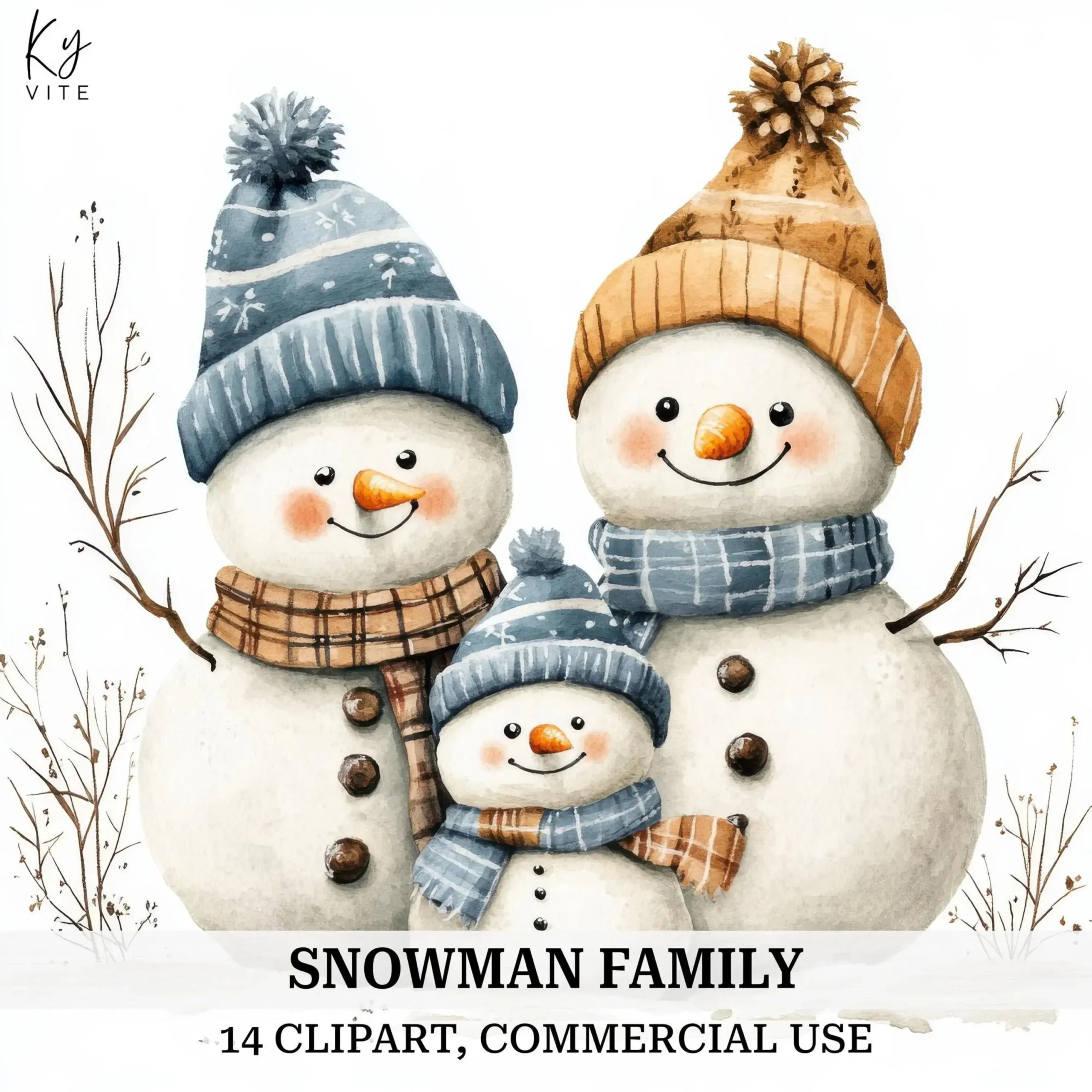 Vintage Winter & Christmas Clipart Bundle β Snowy Houses, Villages, Snowmen & Countryside Scenes (Digital Download) - Image 14