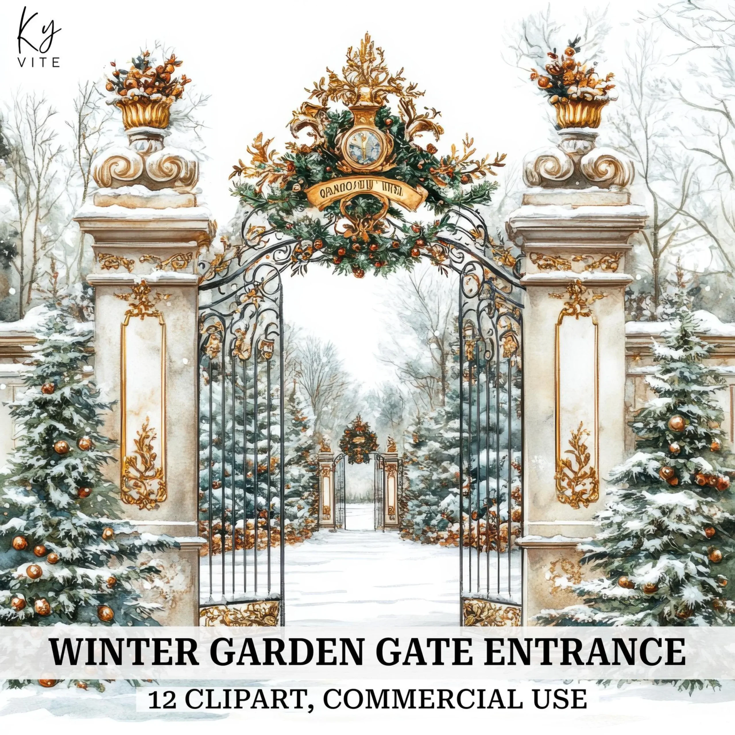 Vintage Winter & Christmas Clipart Bundle β Snowy Houses, Villages, Snowmen & Countryside Scenes (Digital Download) - Image 5