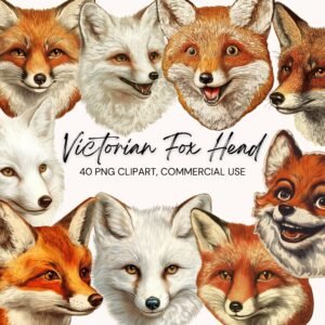 Victorian Fox Head Clipart Bundle – Vintage Animal Portrait PNGs for Junk Journals & Crafts (Digital Download)